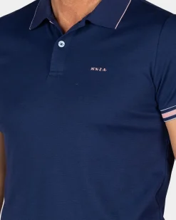 Basic blauwe effen polo