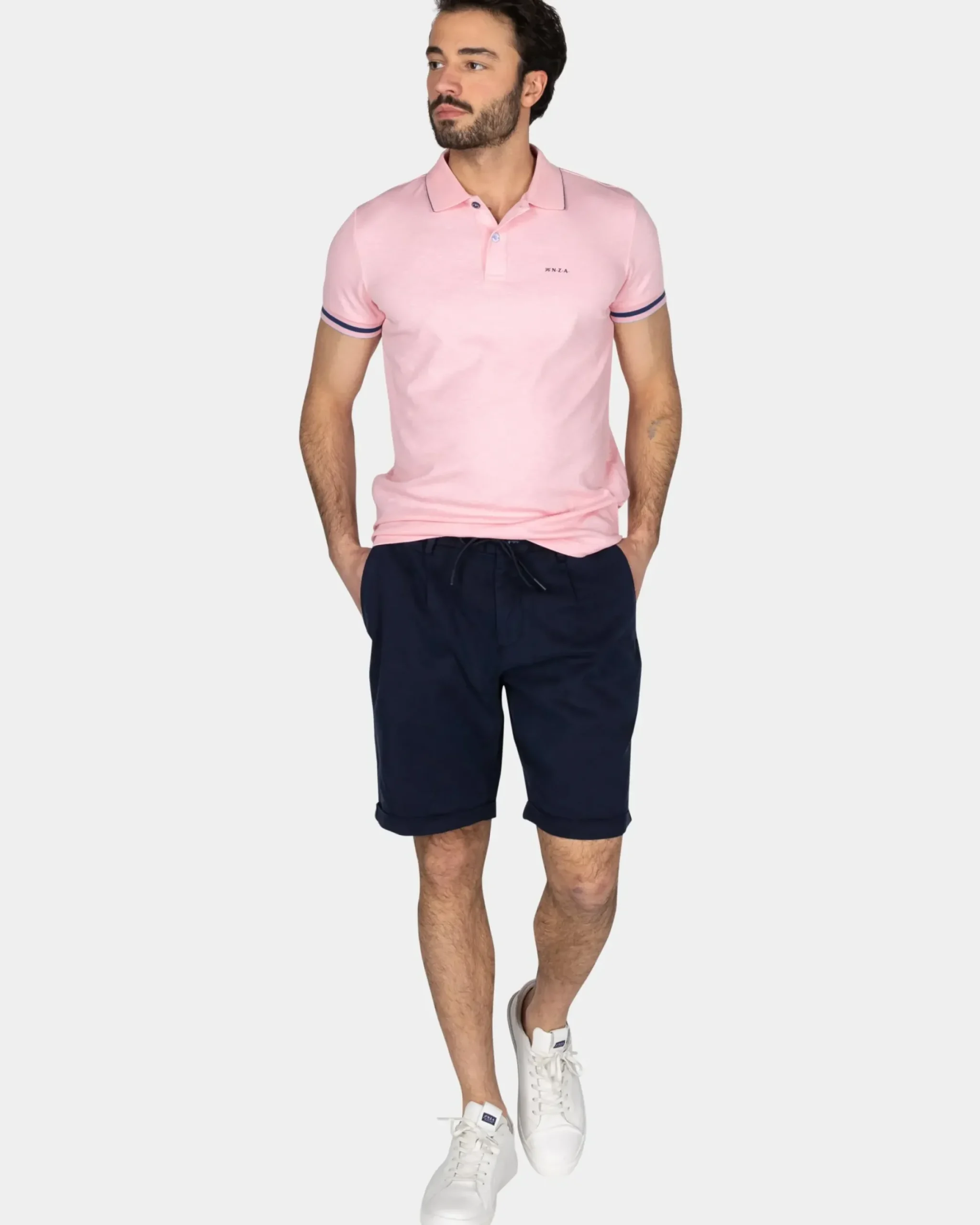 Basic pastelroze effen polo