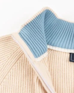 Beige gebreide trui met halve rits - Oat Sand