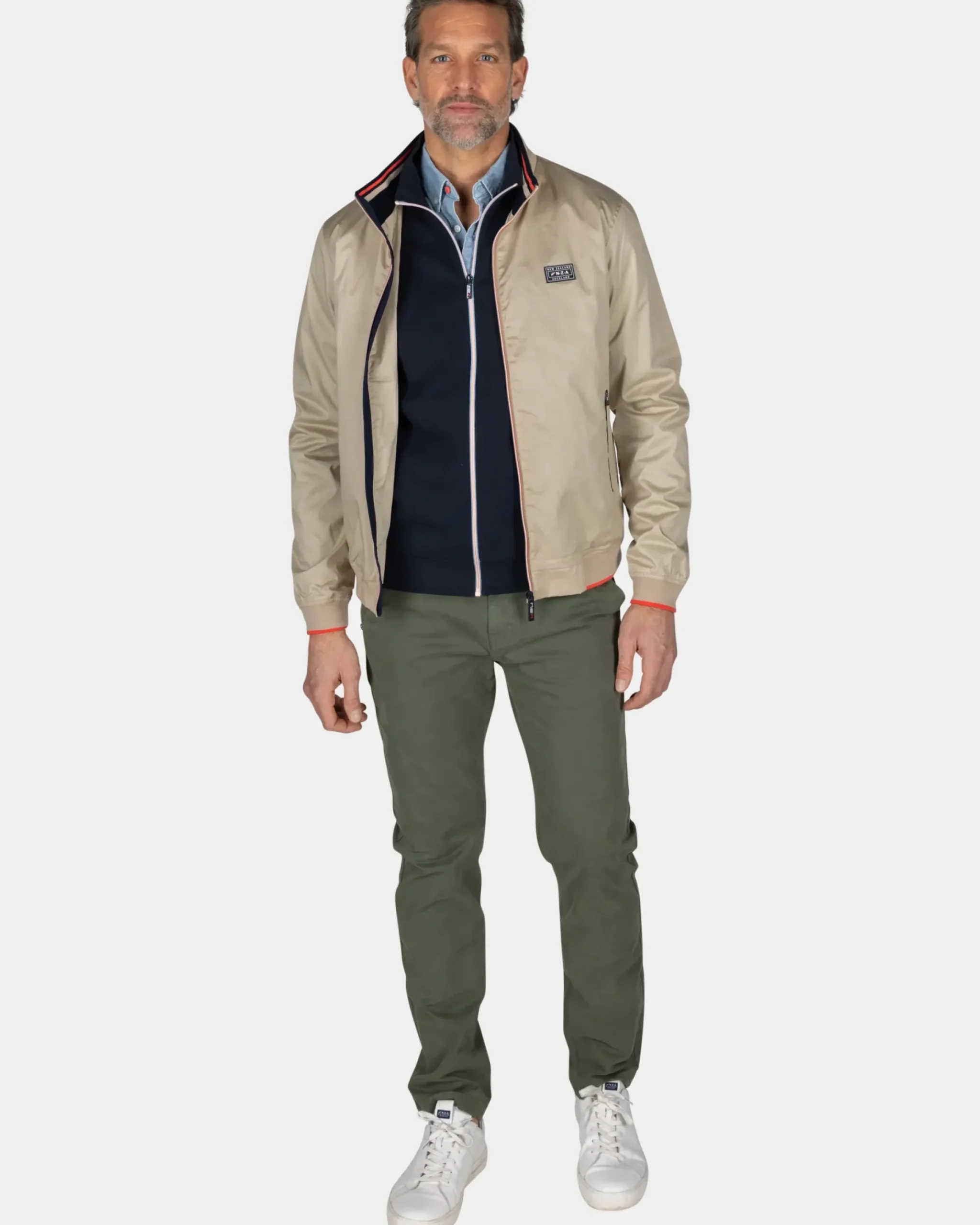 Beige katoenen bomberjack