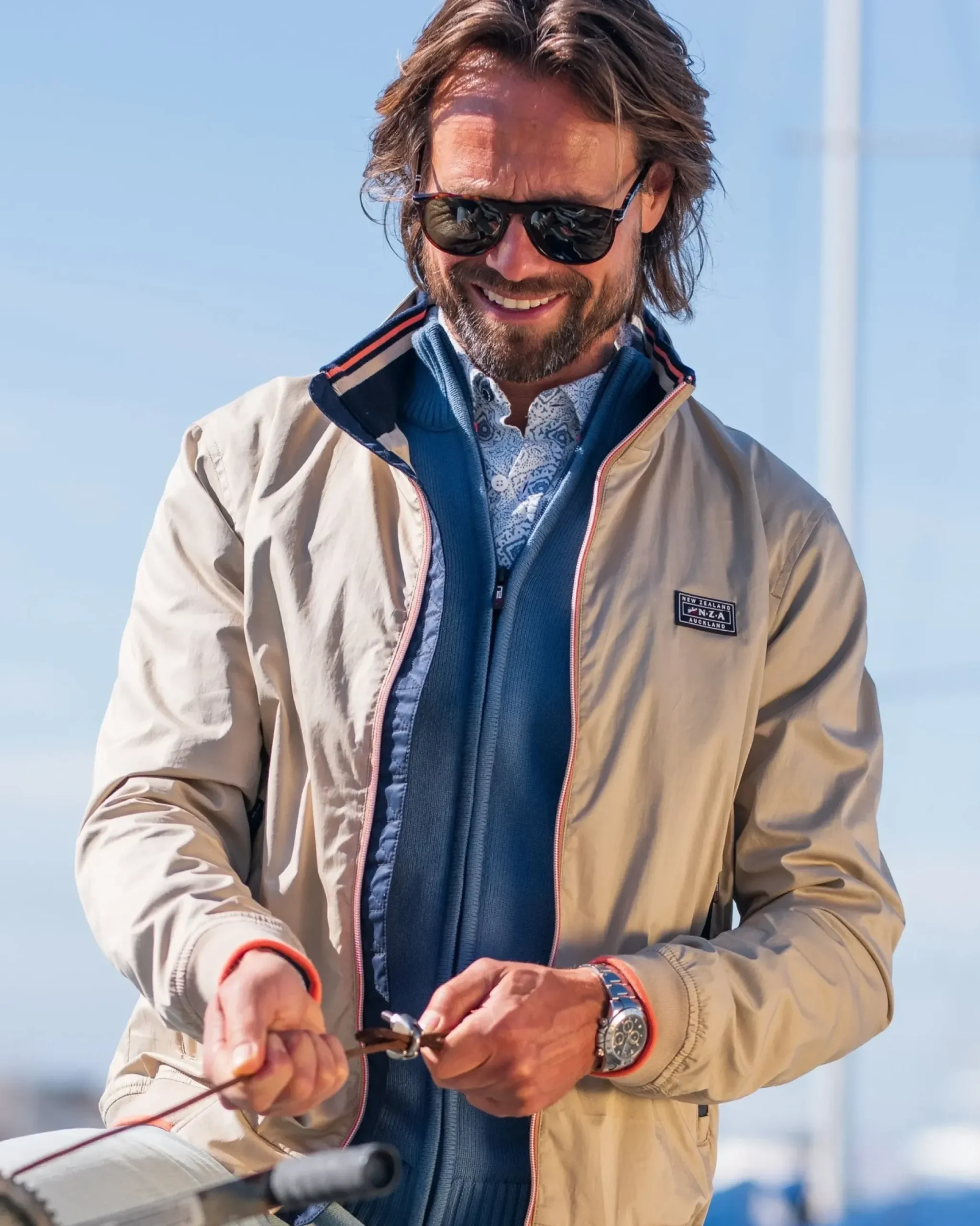 Beige katoenen bomberjack