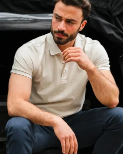 Beige katoenen polo