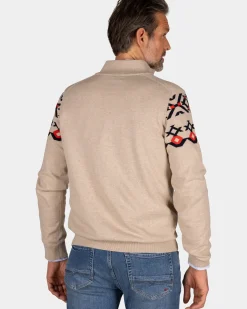 Beige katoenen trui met gebreid patroon