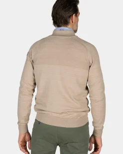 Beige katoenen trui met halve rits