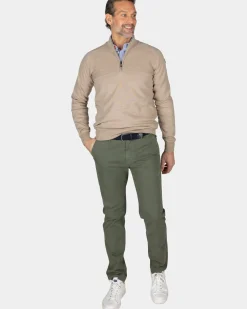 Beige katoenen trui met halve rits