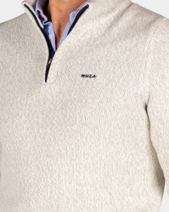 Beige pullover met halve rits - Dusty Army