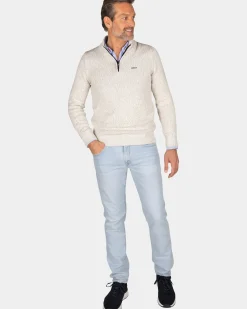 Beige pullover met halve rits - Dusty Army