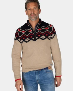 Beige trui met zwarte print - Winter Navy