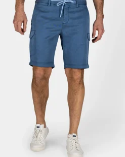 Blauw cargo short met stretch