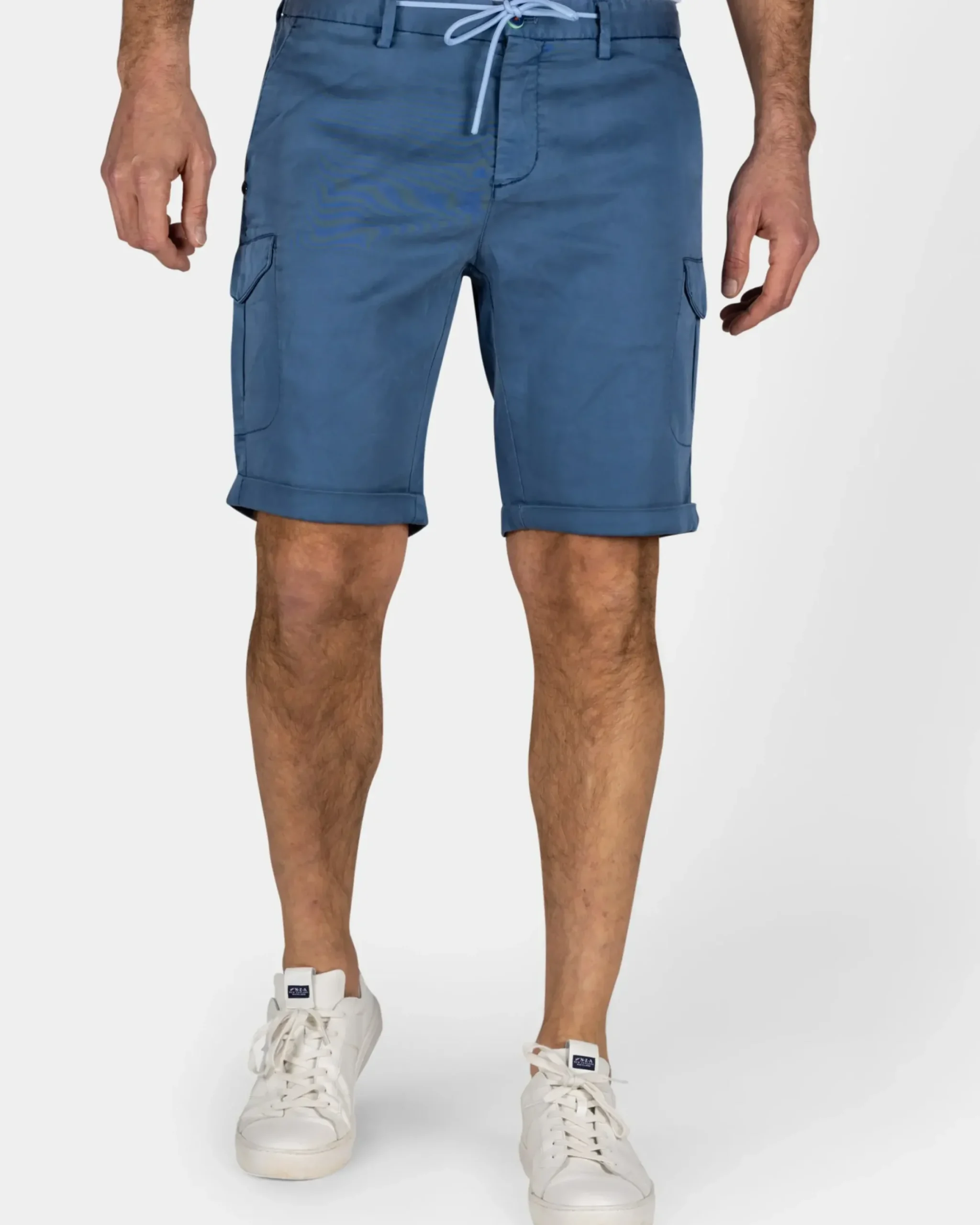 Blauw cargo short met stretch