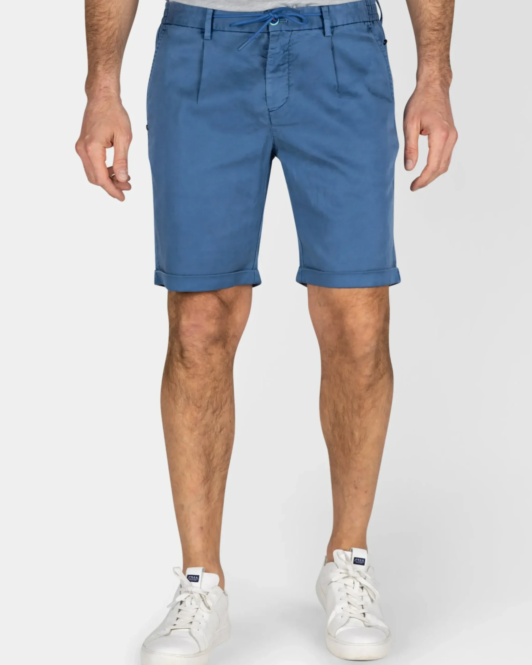 Blauw chino short met stretch