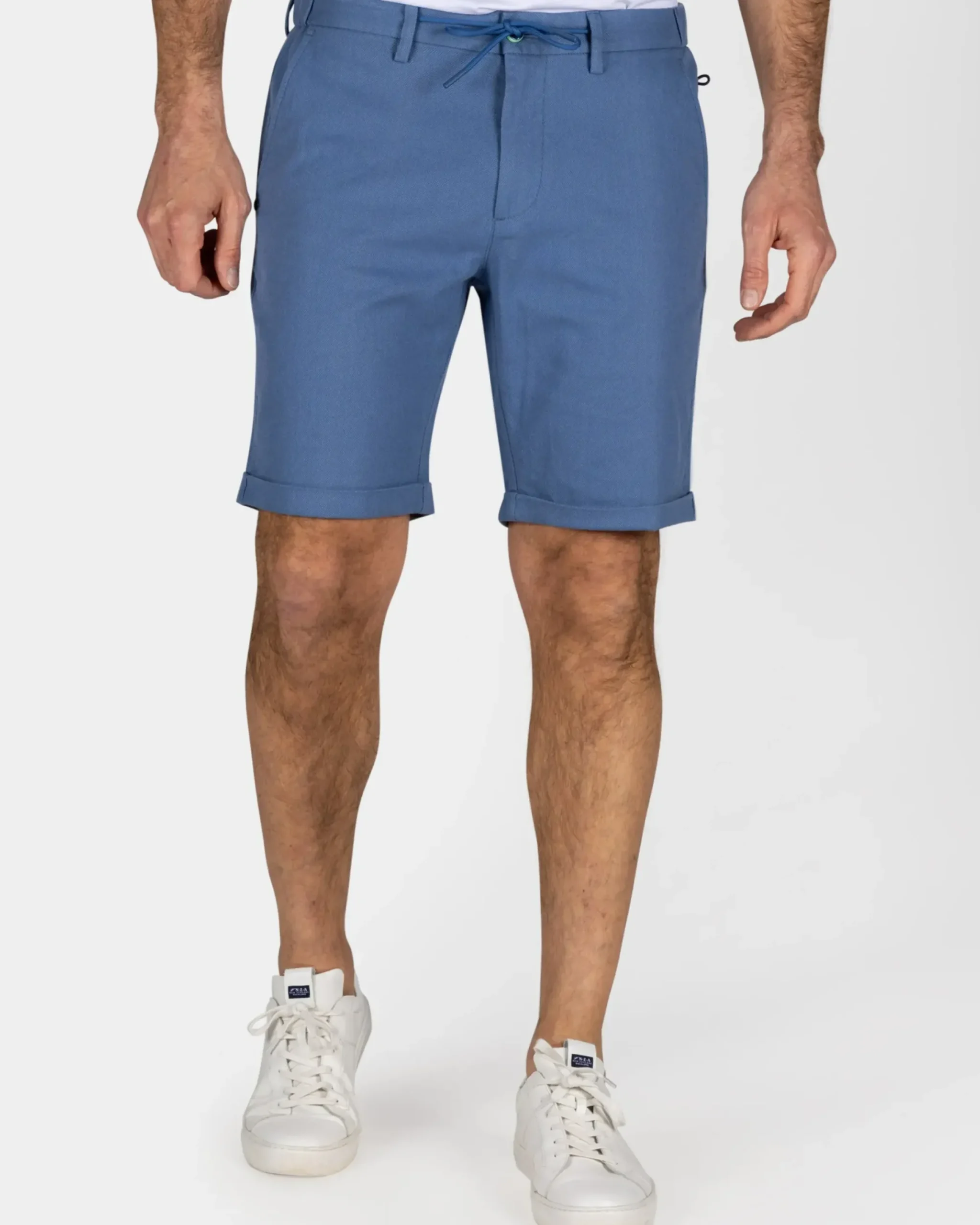 Blauwe chino short met stretch