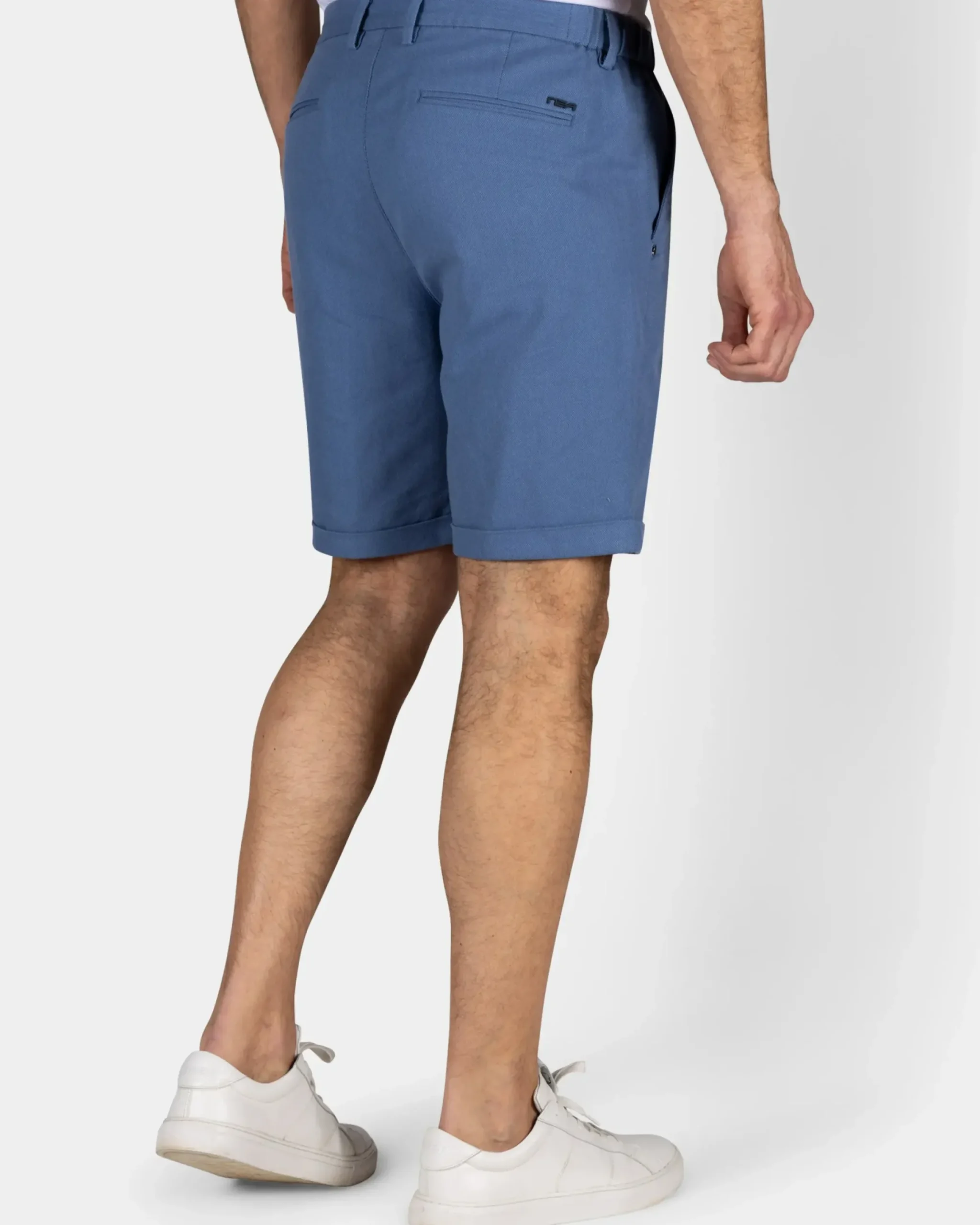 Blauwe chino short met stretch
