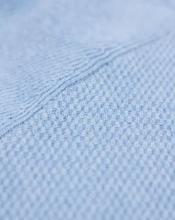 Blauwe effen pullover met ronde hals