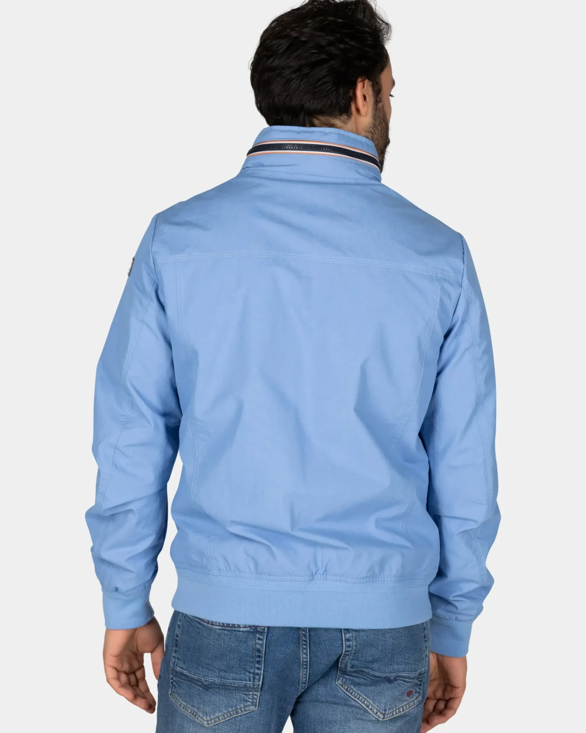 Blauwe katoenen bomber