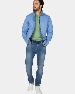 Blauwe katoenen bomber