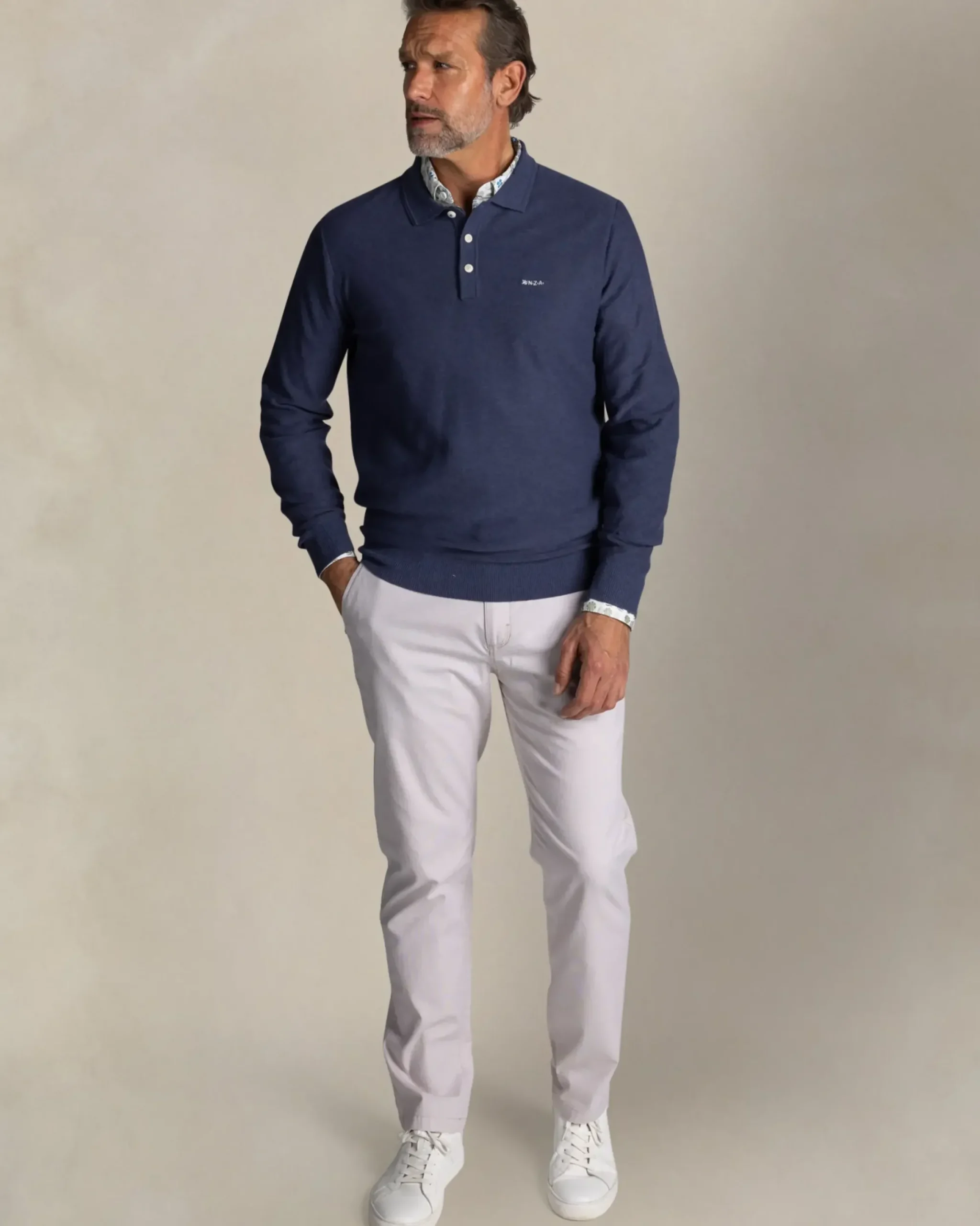 Blauwe katoenen polotrui