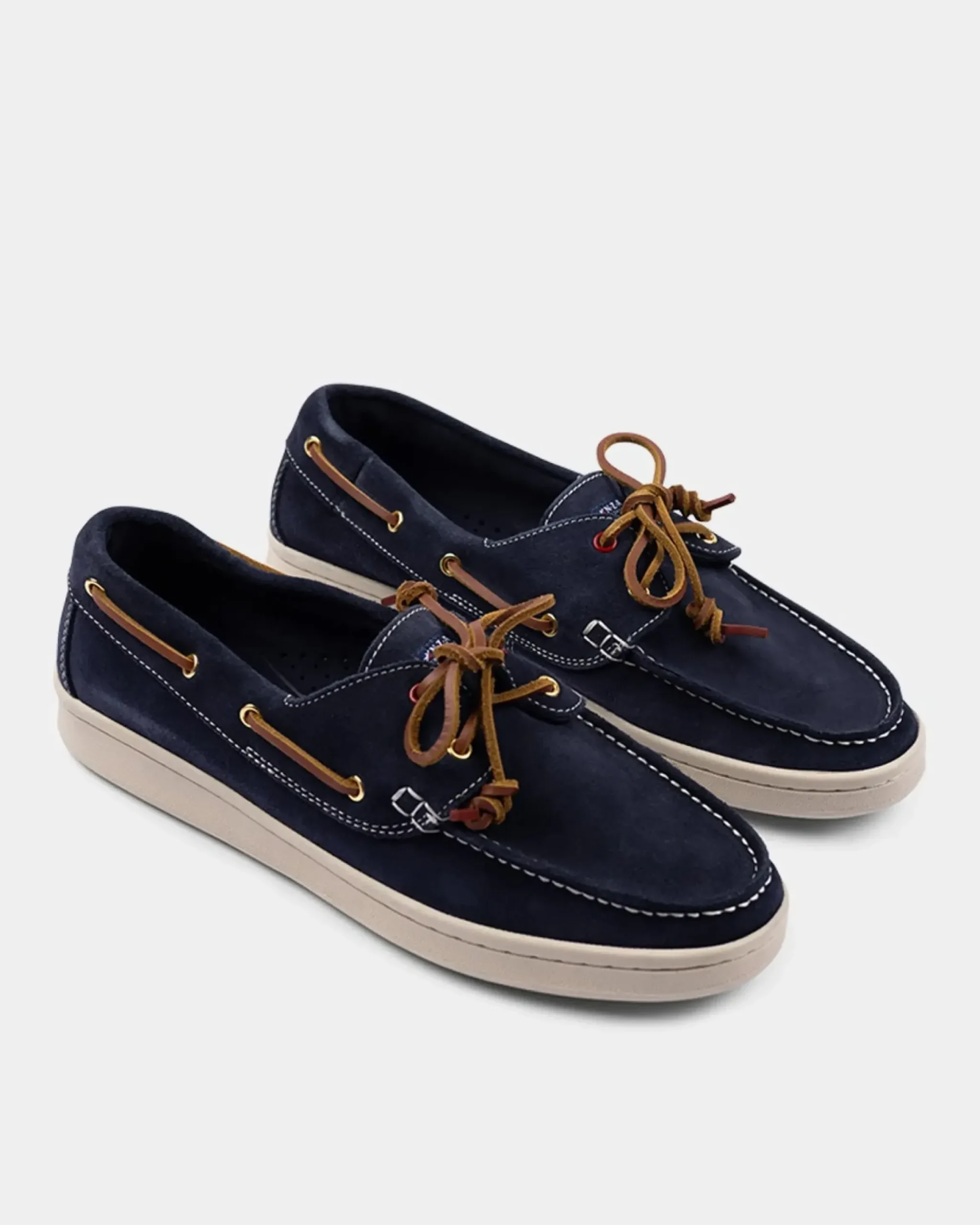 Blauwe leren bootschoenen