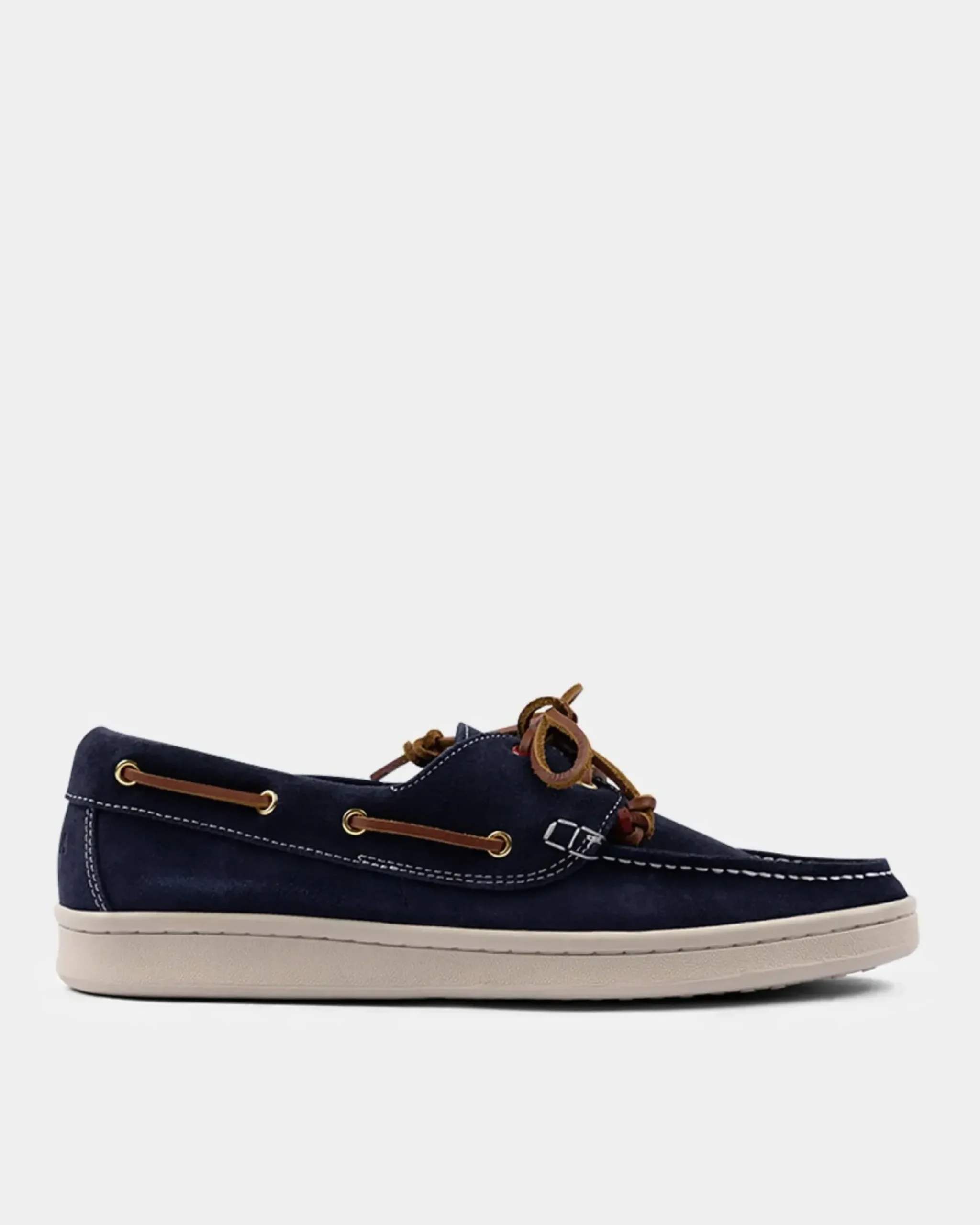 Blauwe leren bootschoenen