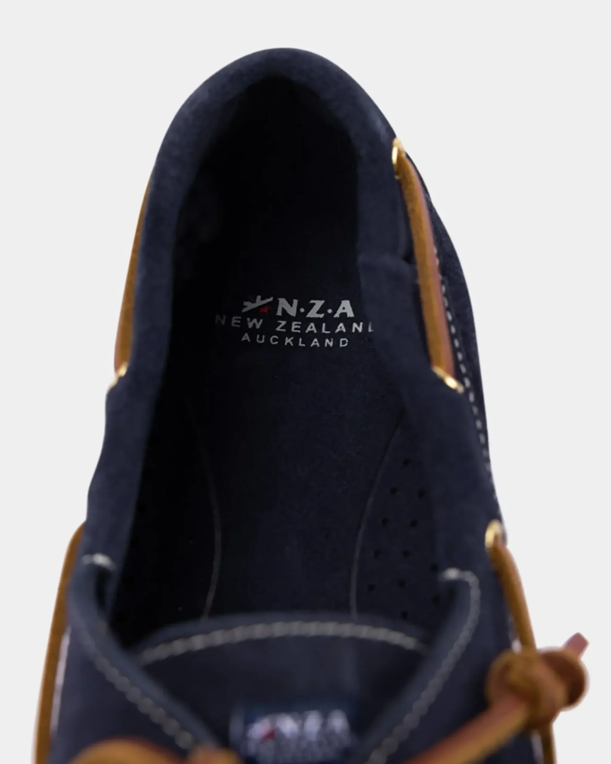 Blauwe leren bootschoenen