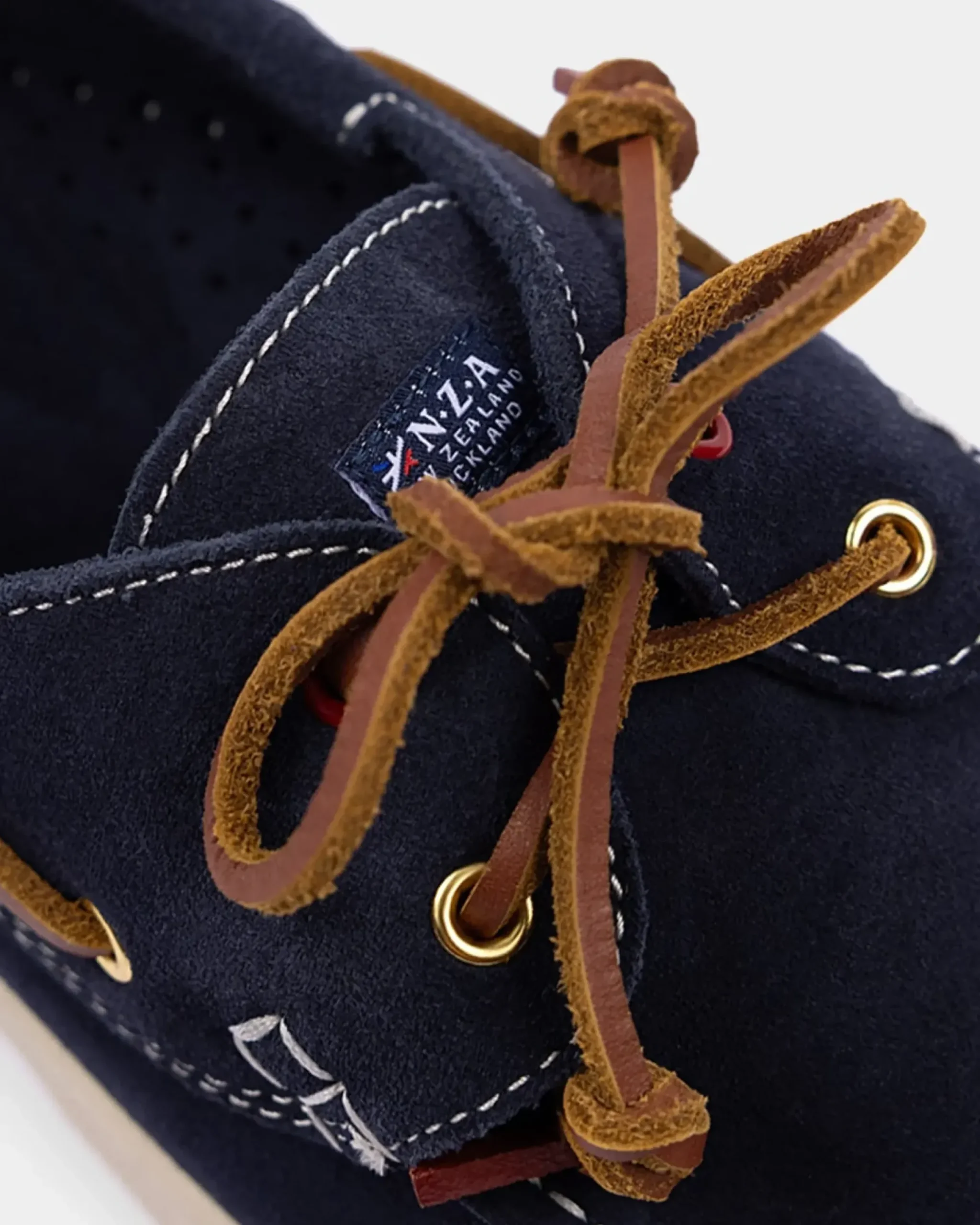 Blauwe leren bootschoenen
