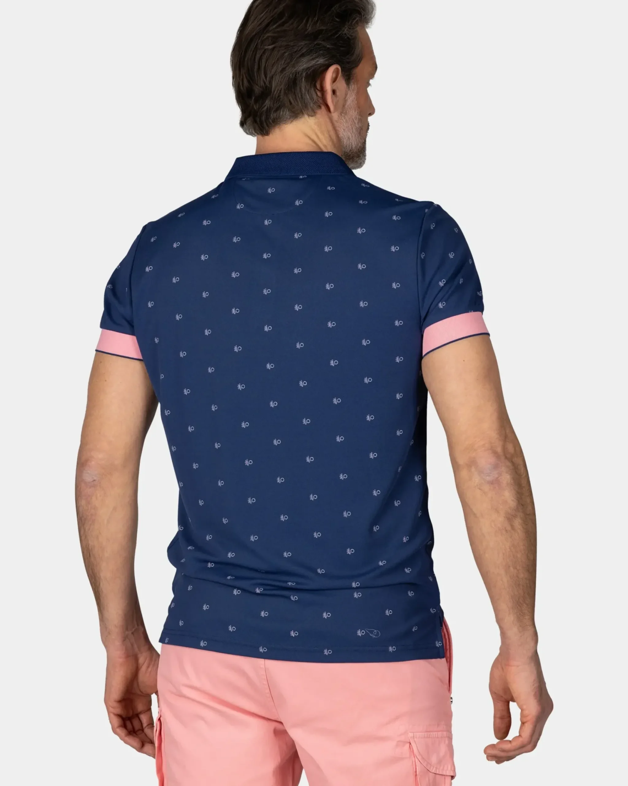 Blauwe polo met kleine print