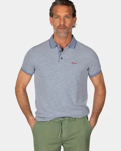 Blauwe polo met modaal