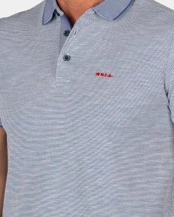 Blauwe polo met modaal