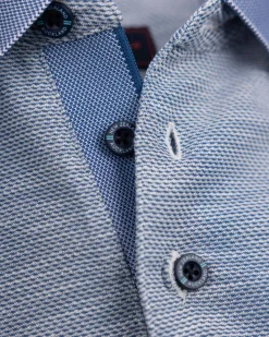 Blauwe polo met modaal