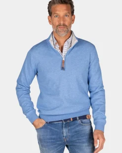 Blauwe sweater met halve rits - Frozen Blue