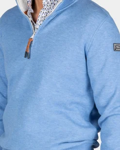 Blauwe sweater met halve rits - Frozen Blue