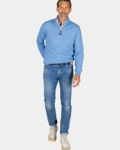 Blauwe sweater met halve rits - Frozen Blue