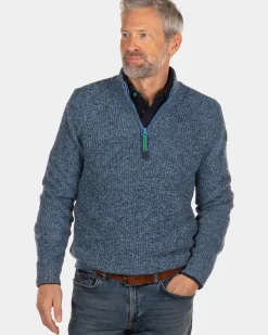 Blauwe trui met halve rits Fryxell - Cook's Blue