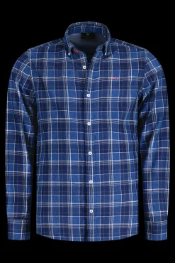Blauw geblokt overhemd - Indigo