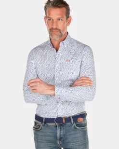 Blauw geprint katoenen overhemd - Rhythm Blue