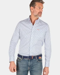 Blauw geprint katoenen overhemd - Rhythm Blue
