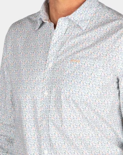 Blauw geprint katoenen overhemd