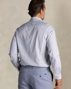 Blauw geruite katoenen overhemd met knoopsluiting