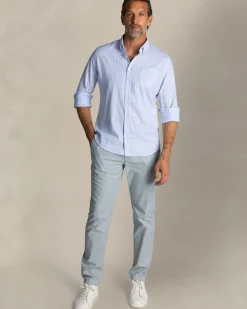 Blauw gestreept linnen overhemd met knopen