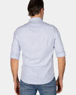 Blauw gestreept linnen overhemd