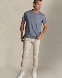 Blauw gestreept linnen T-shirt