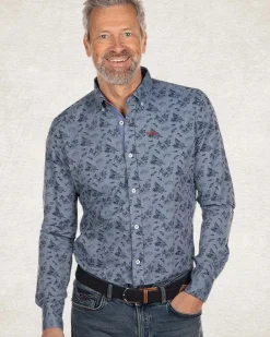 Blauw katoenen overhemd met print - Bright Water Blue