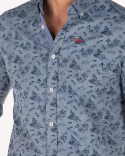 Blauw katoenen overhemd met print - Bright Water Blue