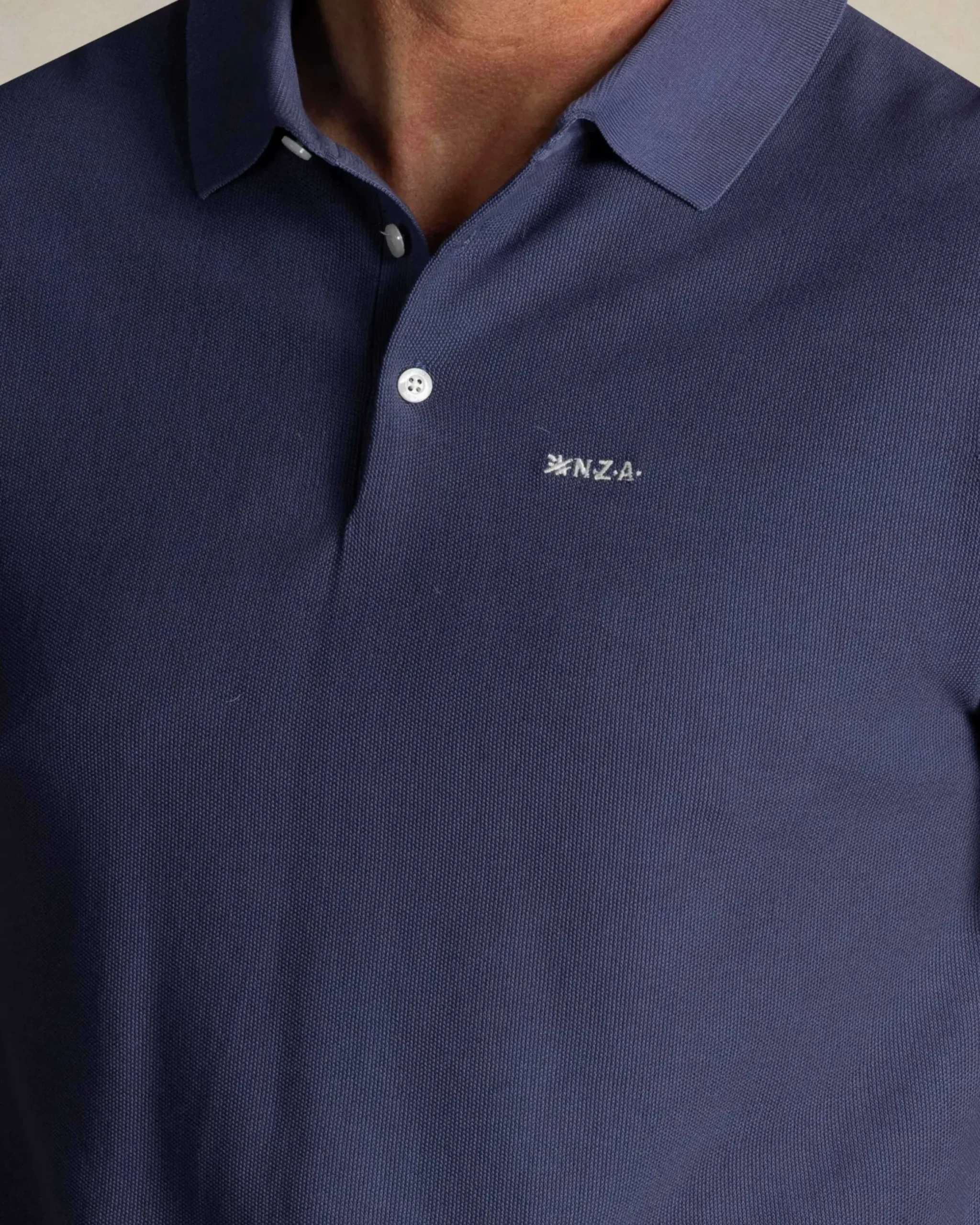 Blauw katoenen polo