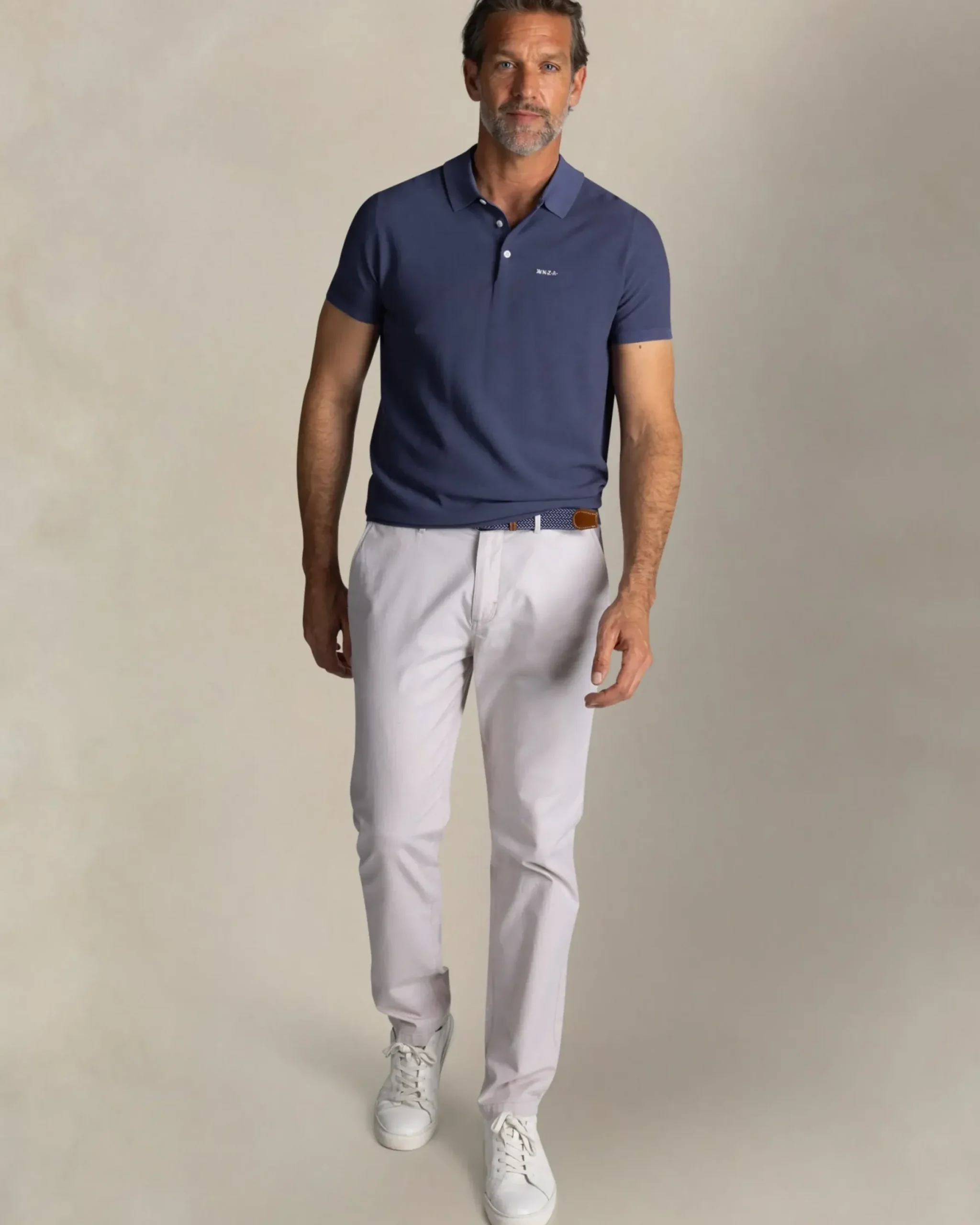 Blauw katoenen polo