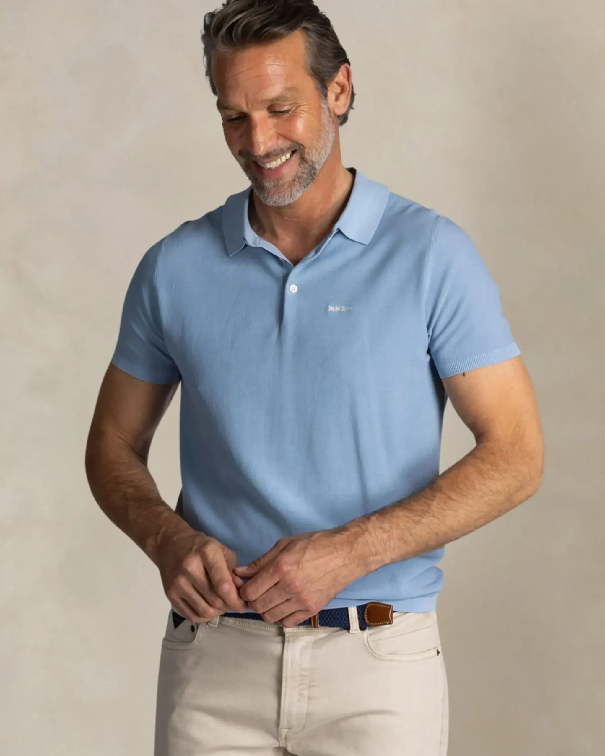 Blauw katoenen polo