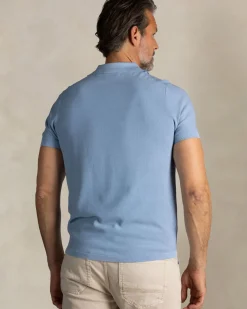 Blauw katoenen polo