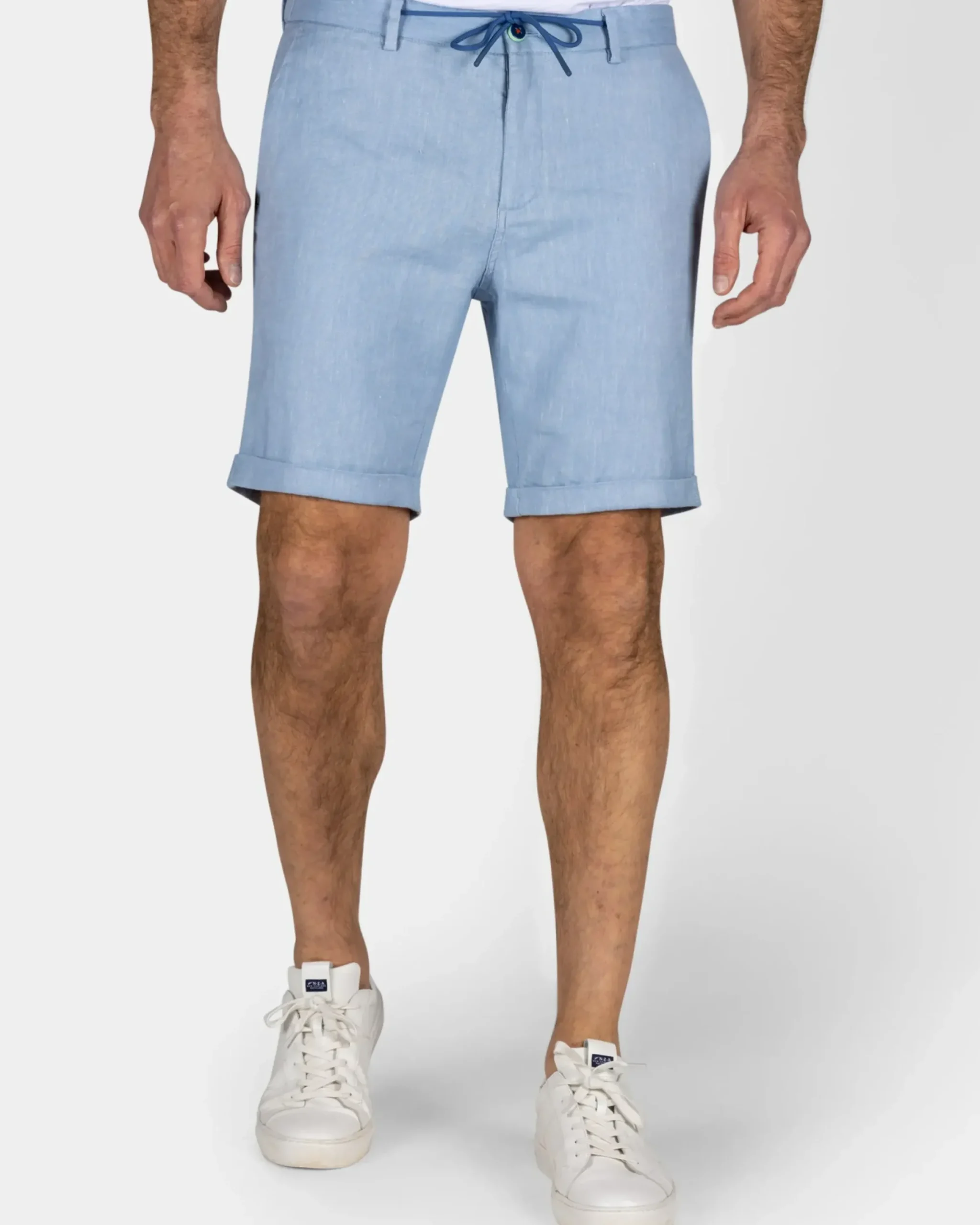 Blauw linnen stretch short