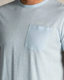 Blauw linnen T-shirt met ronde hals