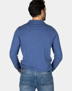 Blauw longsleeve poloshirt
